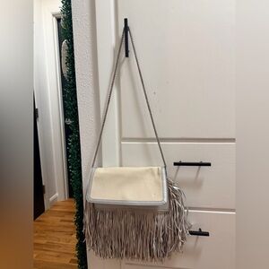 Sam Edelman off white and silver Fringe Shoulder Bag